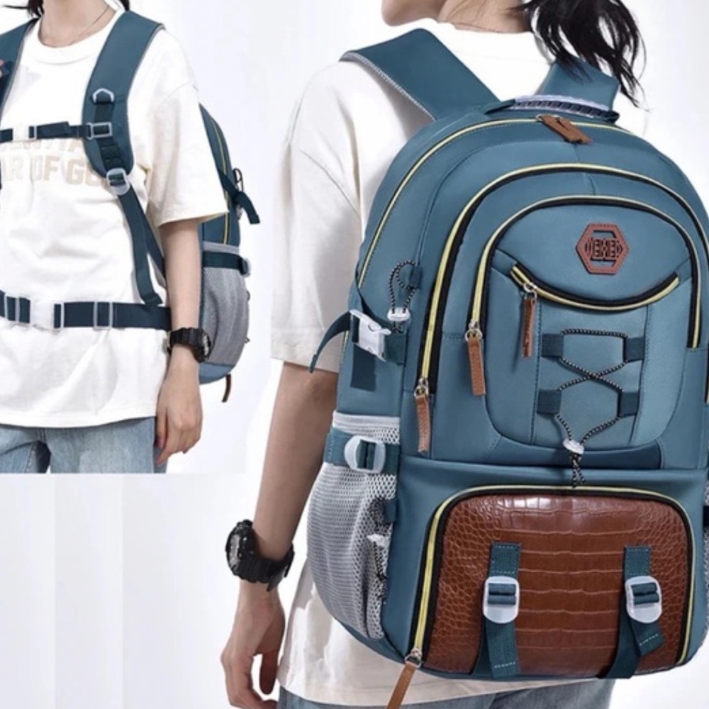 Stylish Teal and Brown Men's Backpack